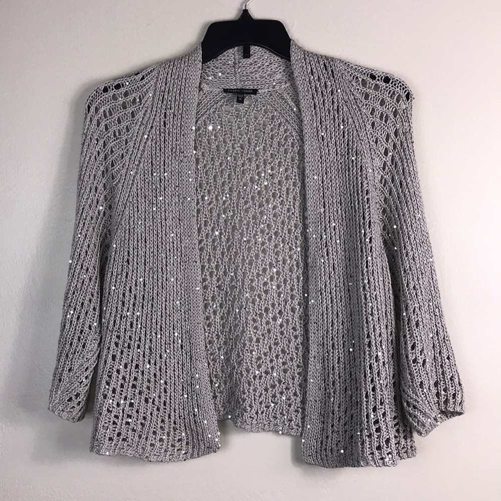 Eileen Fisher silver grey sparkle sequin cover M